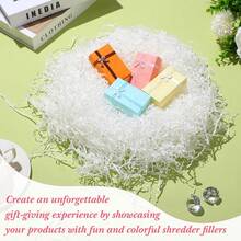 0.5 LB Kraft Crinkle Cut Paper Shred Filler Shredded Papers Confetti Boxes Basket Crinkle Paper Filler Packing Grass Cushion Shredded Tissue Stuffing Wedding Birthday Wrapping - trắng - Xem 6