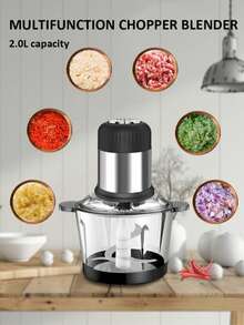 Picadora de carne, motor potente, trituradora, picadora de carne doméstica, picadora doméstica, máquina multifuncional para picar y mezclar: capaz de picar y moler, multiusos, fácil de limpiar y almacenar. - Plateado - Ver 1