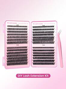 DIY Individual Lashes Set 40D/50D/60D/80D D Curl 9-16mm Soft Reusable With Brush Beginner Friendly At-Home Eyelash Extensions Salon Use - Multicolor - View 14