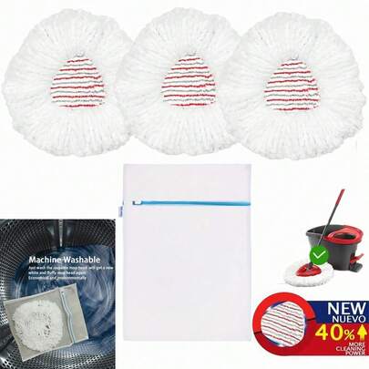 Home Times [New Version] Mop Head Replacement - 40% More Cleaning Power With Mesh Laundry Bag,Spin Mop Replacement Head For Easy Wring 1-Tank System, Easy Cleaning, Microfiber And Machine Washable