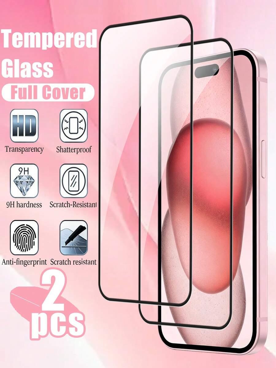 2pcs - Tempered Glass Screen Protector Compatible With Iphone 15, Compatible With Iphone 17, 17 Pro, 17 Pro Max, 17 Air, 16, 16 Plus, 16 Pro, 16 Pro Max, 15, 14, 13, 12, 11 Pro Max, X, XS, XR, Mini, 7, 8 And 14 Plus, Also Compatible With Iphone 14 And 15 Pro Max. - Clear - View 1