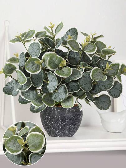 2pcs Artificial Five-Leaf Mint Mesh Leaves, 37cm/14.56in, Artificial Flowers, Artificial Plants, Room Decor, Desk Decor, Garden Decor, Interior Decor, Tabletop Decor, Gifts, Valentine's Decor, Home Decor, Garden Decor, School Dormitory Office Decor, Birthday Party Decorations, Suitable For Hotels, Restaurants, Living Rooms, Bedrooms, Parties, Kitchen Decor, Wedding Season, Decorative Arrangements, Creating Plants, Rooms, Desks, Interior Decor