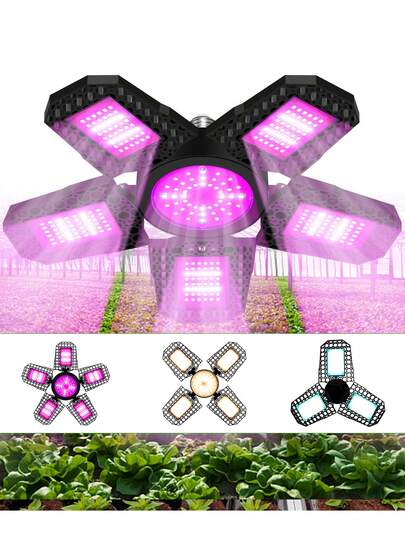 LED Full Spectrum Grow Light Bulb Indoor Flower Hydroponics Plant Greenhouse Growing Tent Green Vegetable Cultivation Lamp Cactus Seedlings Potted Red Blue Sunlight Fill Lighting 3/4/5 Fan Blades Foldable Deformable AC100-277V 108/126/144/180/210/240/216/252/288Leds
