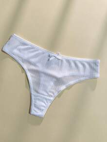 3件套女士性感蝴蝶结条纹低腰丁字裤 - 彩色 - 查看 5