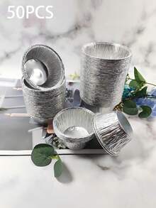50/100pcs Disposable Aluminum Foil Containers - Household Aluminum Foil Containers Suitable For Baking Eggs And Oysters - Cake Molds, Air Fryer Aluminum Foil Containers - Suitable For Kitchen, Restaurant, School And Bakery. - Multicolor - View 14