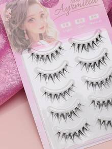 5 Pairs Of Natural False Eyelashes, Fluffy And Soft 3D Mink Eyelashes, Long And Smooth Eyelashes, Daily Work Meetings, Comfortable Wearing Of Natural False Eyelashes - 黑色 - 查看 4