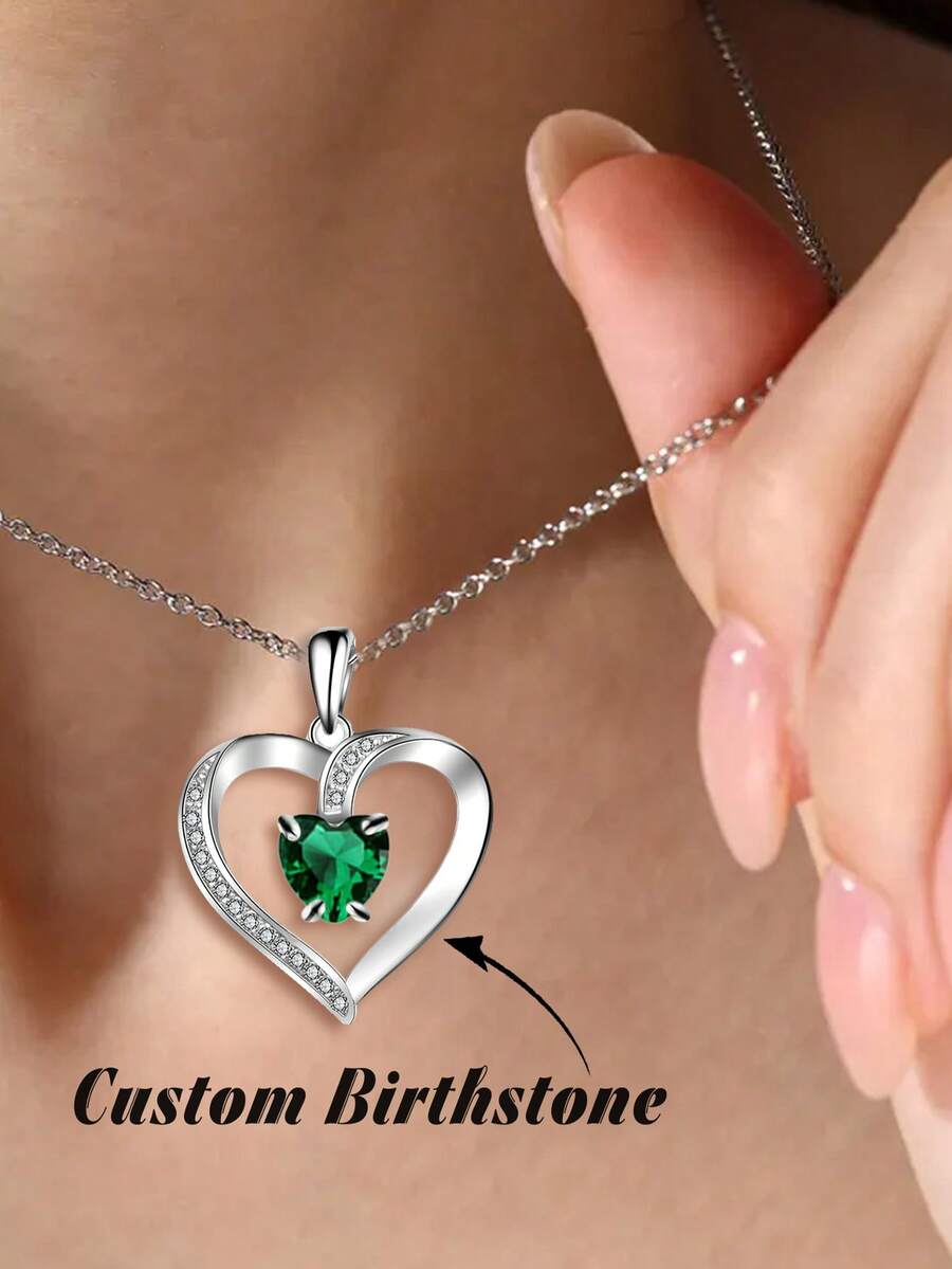 1pc Elegant Birthstone Women's Gold Necklace, Fashionable Pendant Necklace, Ideal Gift For Girlfriend, Mom, Family, Friend, Daughter On Anniversary, Valentine's Day, Mother's Day, Birthday, Graduation, Daily Wear, Wedding, Prom - White - View 1