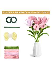 423支多色毛毡棒 - 管状清洁棒,适用于DIY手工和花束制作,配有花艺铁丝、园艺胶带和花蕊手工套装 - 彩色 - 查看 6