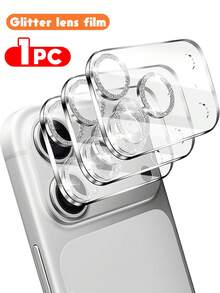 1pc Glitter Lens Protector Film, Suitable Compatible With Apple 17 Pro/17 Pro Max, Glitter Camera Lens High-Definition Protective Film, Rear Camera Lens Sticker - Silver - View 15