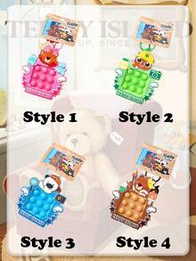 TEDDYISLAND Teddy Love Land - A Cute And Popular Toy Keychain, Couple's Schoolbag Pendant, Gift Item, Cartoon-Themed Creative Toy, Squeeze And Laugh Key, Stress-Relieving Intelligence Toy, Backpack Pendant, Small Accessory, Doll Machine. - Multicolor - View 4