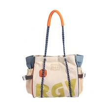 Korean Version Ins  Casual Tote Bag For Women New Color Matching Fashion Versatile Shoulder Bag Large Capacity Women's Bag - 米色 - 查看 5