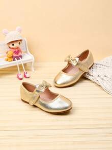 Beautiful Bow Tie Shoes Suitable For Autumn/Winter - Gold - View 5