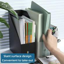 シンプルな折りたたみオフィスデスクトップファイルストレージ垂直 A4 フォルダーインサートボックス大容量 9 色の選択 - ホワイト - チェックする 4