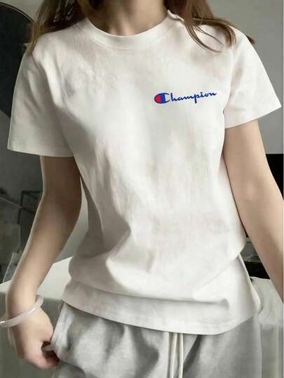 国内発送 200g 純綿 T シャツ 2026 夏新作 プリント柄 レディース丸首半袖 カジュアルコーデ カップル着用可