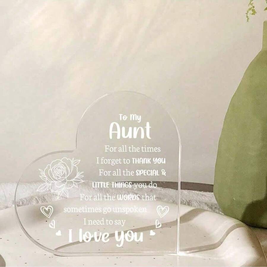 Investment Props" And "Can Be Used For Photography Heart - Shaped Acrylic Decor: Thoughtful Thank You Gift For Aunt, Office Decor, Bedroom Decor, Home Decor Aesthetic, Boho Decor, Gifts For Women Birthday Unique - 1PC - View 1