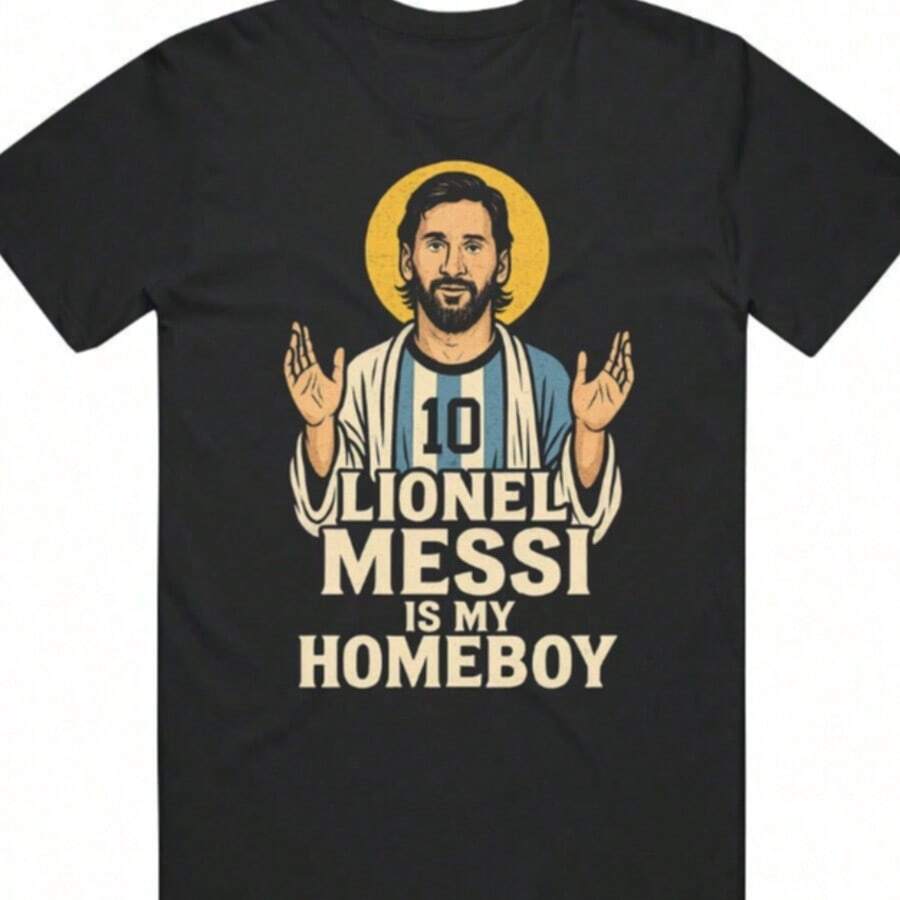 Lionels Messis Is My Homeboy Funny Jesus Parody Cool Gift Idea V2 T Shirt. - Black - View 1