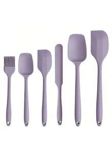 6pcs Heat Resistant Silicone Baking Tools Set, Cake Cream Spatula, Scraper, Small Scraper, Oil Brush, Baking Tool Kit - Multicolor - View 7