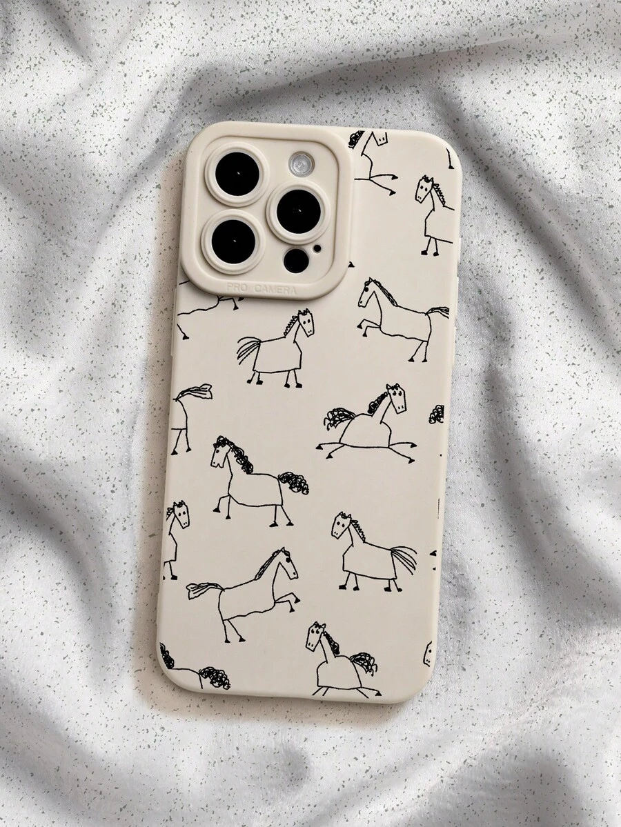 1pc Artistic Hand-Drawn Line Horse-Print Phone Case Pattern Print TPU Soft Anti-Fall Phone Case Compatible With IPhone 13/11/17/17pro/16/14/15/15pro/15 Plus/15 Promax/7plus/8plus/X/Xs Max/Xr/11pro/12pro/13pro/14pro/12mini/13mini/11promax/12promax/13promax/14promax/14plus/17pro Max/17Air/6/6s Plus/7/8/16Pro/16plus/16promax - Multicolor - View 1