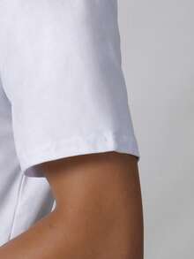 Men's Summer Versatile Mock Neck T-Shirt With Graphic Print, Suitable For Casual, Commute And Home Wear - White - View 4