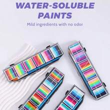 6-Compartment Rainbow Watercolor Paint Set With 1 Brush, Vivid Colors With High Saturation, Suitable For Exhibitions, Art Creation, Back To School Art Classes, Students - Single Piece - View 4