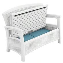 Elements Stylish Lightweight Loveseat Outdoor Seating With Convenient Built In Universal Storage And All Weather Plastic White - Trắng - Xem 6