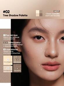 JUDYDOLL 二合一高光修容盘，9克，哑光和珠光腮红盘，多用途面部阴影提亮，适合初学者，自用或送礼皆宜，适用于各种妆容、派对、婚礼和场合。 - #02 - 查看 5