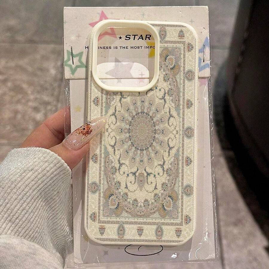 1 ốp lưng điện thoại TPU mềm họa tiết Jacquard cổ điển, tương thích với iPhone 17 Pro Max/17/16 Pro Max/15/13/12/11, S20 FE/A15/S24/A55, tương thích với Redmi Note 11/12/13 Pro, ốp bảo vệ toàn thân chống sốc. - trắng - Xem 1