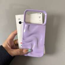 Minimalist Asymmetrical Wave Fashion New Simple 3D Wavy Purple Phone Case Compatible With Iphone 17 Pro Max/17 Pro/17/16 Pro Max/16/16 Pro/16 Plus/15/15 Pro Max/15 Pro/15 Plus/11/12/13/14 Pro Max/13 Pro/13 Pro Max/14 Pro/14 Pro Max Soft Shell Creative Spring Gift - Mauve Purple - View 3