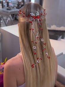 1 pieza Peineta de novia de cristal de lujo, tocado de dama de honor para boda, fiesta, baile de graduación - Rojo - Ver 7