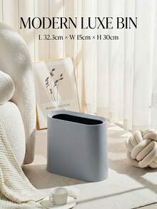 1pc Slouchy Corner Trash Can With Lid, Household Kitchen Bathroom Toilet Living Room Narrow Slit Waste Bin Garbage Can - Gray 32.3*15*30 - View 1