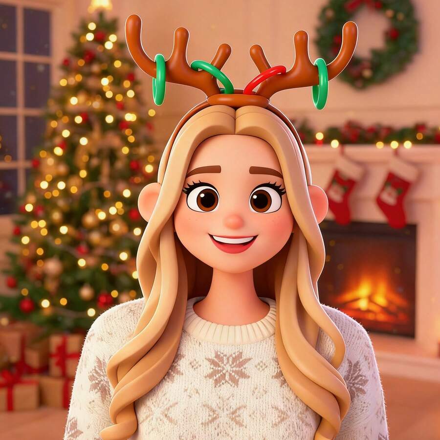 1个充气圣诞驯鹿角，派对游戏，亲子互动，充气鹿角套圈游戏，情人节趣味互动游戏，适合各种节日和聚会 - 彩色 - 查看 1