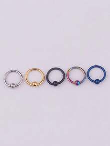 5个316L不锈钢多功能穿刺环，医用级耳软骨、鼻、耳环，男女通用，8毫米 - 彩色 - 查看 7