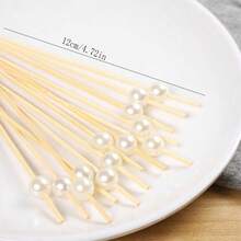 700 piezas/200 piezas/100 piezas/50 piezas/20 piezas/10 piezas Pinchos desechables de bambú blanco, diseño de cuentas redondas, adecuados para cocina, ensalada, boda, fiesta, Navidad - Blanco - Ver 7