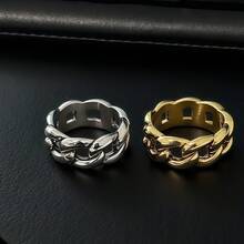 1pc Stainless Steel Unique Chain Design Niche Punk Style Hypoallergenic Waterproof Fade-Resistant Everyday Wear Men Ring - Chain Men's Ring 3 - View 1