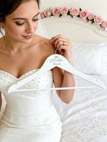 1pc Custom Bridal Hanger, Bride Hanger For Wedding Dress, Personalized Bride Hanger, Bride Gifts - Multicolor - View 7