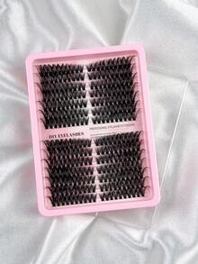 280片自粘式蓬松浓密狐狸眼假睫毛，8-16mm混合长度，单根纤长卷翘，DIY睫毛嫁接，自然纤长D型卷翘，打造性感妆容效果，适合约会、派对和聚会等场合佩戴。 - D - 查看 9