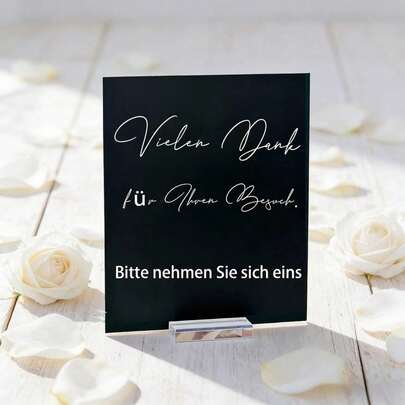 婚礼亚克力磨砂亚克力感谢牌，适用于婚礼招待会，个性化德语“Vielen Dank”婚礼桌牌，带亚克力支架，婚礼回礼牌，宾客礼品牌