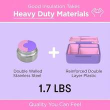 Box Bento Box For  - Insulated Bento Lunch Box With Leak Proof Vacuum Insulated Food Jar - 3 Compartments, Two Temperature Zones (Unicorn Pink) - UnicornPink - View 5