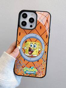 SPONGEBOB 1个亚克力卡通格子海绵宝宝花朵字母图案全包防震手机壳，兼容苹果17/16/15/14/13/12/11 Pro Max及其他型号 - 彩色 - 查看 4