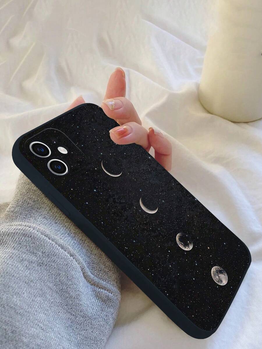 1个星月图案黑色手机壳，兼容三星Galaxy S25/S24/S23/S22/S26/S26+/S26 Ultra、16/13/15/15 Pro/14 Pro/14 Plus/7/8 Plus/11/12 Pro Max/13/14 Pro Max、Pixel 9A/8，送给朋友的绝佳礼物 - 黑色 - 查看 1