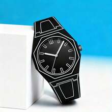 Unisex Quartz Watch With Round Dial, Casual Sports Style, Ideal For Daily Wear, Birthday Gift, Party, Gathering Or Holiday Celebration. No Gift Box Included. - 黑色 - 查看 9