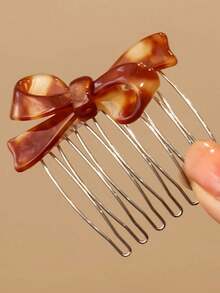 1pc Elegant Bow Hairpin Hair Clip Bun Maker Hair Accessory, Suitable For Eid, Mother's Day, Pride Month, Back To School, Easter, Holiday Gift, Hair Accessories, Combs, Side Comb - Multicolor - View 9