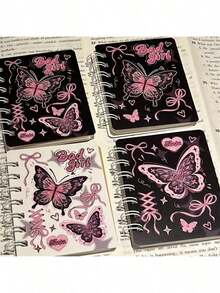 Ins Style High-Looking Rose And Butterfly A7 Coil Book RomAntic Style Thickeneded SmAll Homework Book Gift Book - ngẫu nhiên - Xem 5
