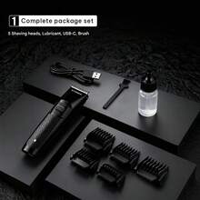 HYUNDAI 现代男士电动剃须刀和身体修剪器，陶瓷刀片，IPX6级防水，USB-C快速充电 - 灰色 - 查看 5