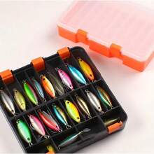 2-częściowa, duża, pojemna skrzynka na sprzęt wędkarski – wytrzymały materiał, służy do przechowywania haczyków, przynęt i przynęt, z regulowanymi przegródkami, przezroczysta - Wielokolorowe - Zobacz 3