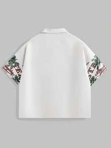 热带度假风男士衬衫，宽松椰树印花上衣，复古洛杉矶图案衬衫，适合美丽的沙滩假期 - 彩色 - 查看 3