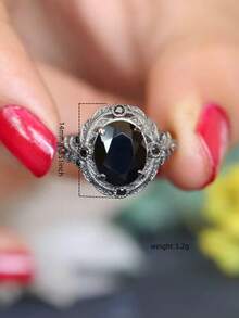 1 Piece Of Retro Fashion Classic Inlaid Black Diamond Ring, Versatile And Personalized, Suitable For Wearing On Any Occasion, Can Be Given As A Gift To Friends Or Lovers - Black Ring - View 4