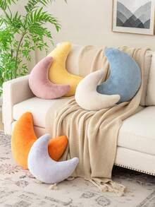 Almofada Decorativa Macia e Felpuda em Formato de Lua, Almofada Decorativa Fofa de Lua para Sofá, Quarto, Sala de Estar, Decoração Doméstica, Festa Diária, Casamento, Páscoa - Azul - Visão 3