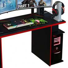 Mesa Gamer Escritorio Para Computadora Madesa Negro/Rojo - Negro y Rojo - Ver 9
