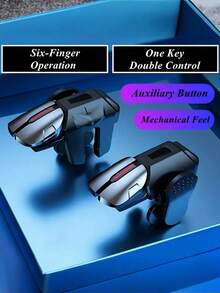 游戏手柄 1 对手机游戏手柄扳机键，六指灵敏射击瞄准按钮，适用于智能手机游戏，符合人体工程学的手机游戏手柄，适用于 iOS 和安卓系统，春季生日礼物 - 黑色 - 查看 4